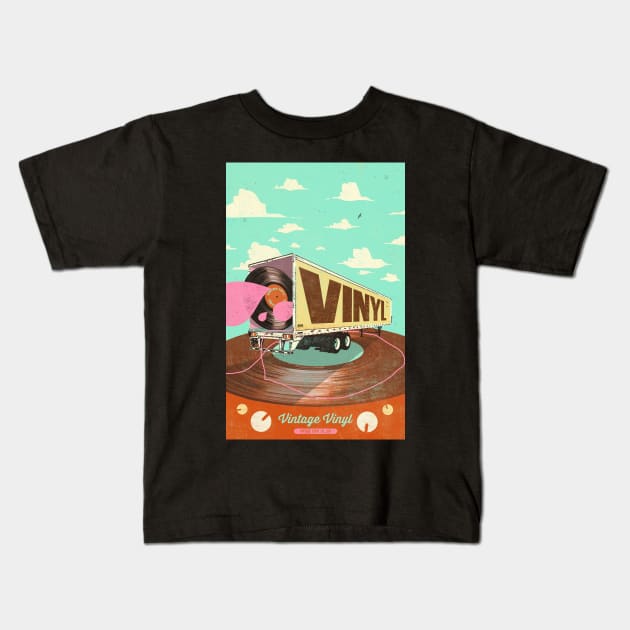 VINTAGE VINYL Kids T-Shirt by Showdeer